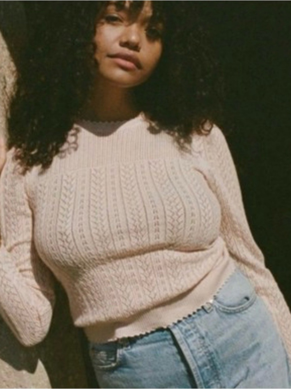 Doen Sofina Pointelle Seashell Pink Sweater